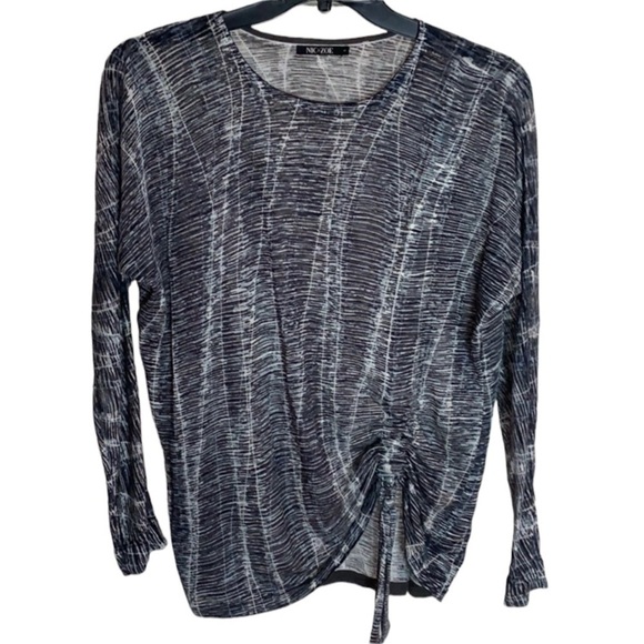 - Nic + Zoe Black Grey Dolman Sleeve Sweater Linen Rayon Adjustable Hem - Picture 3 of 8